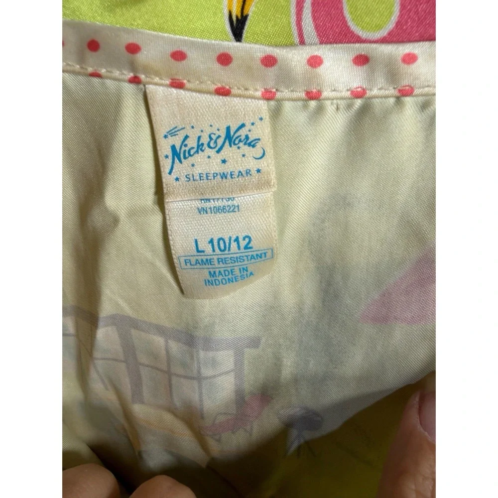 nick & nora sleepwear girls pajamas size large 10 12